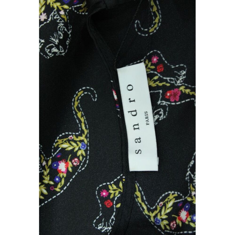 Sandro Paris Aya Tiger Print Blouse in Black Print Polyester - Picture 4 of 5